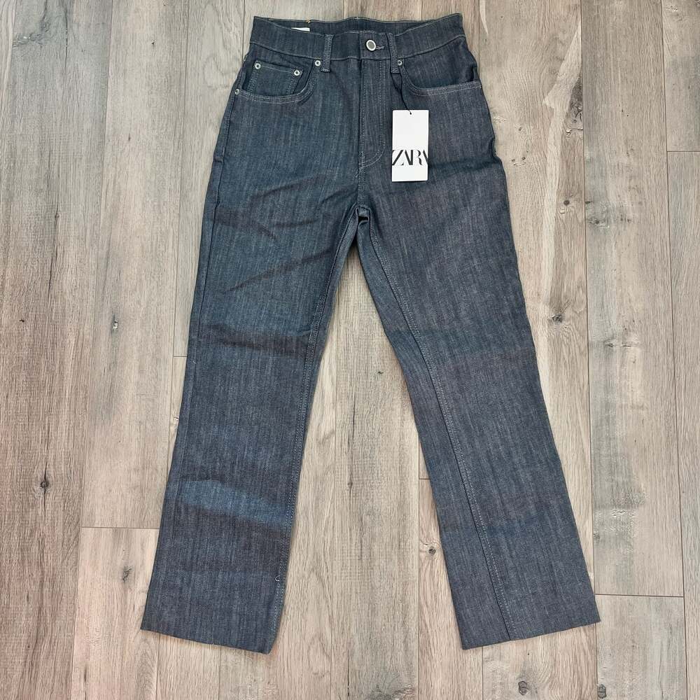 Zara Y2K High-Rise Dark Grey Straight Leg Jeans Size 4 NWT